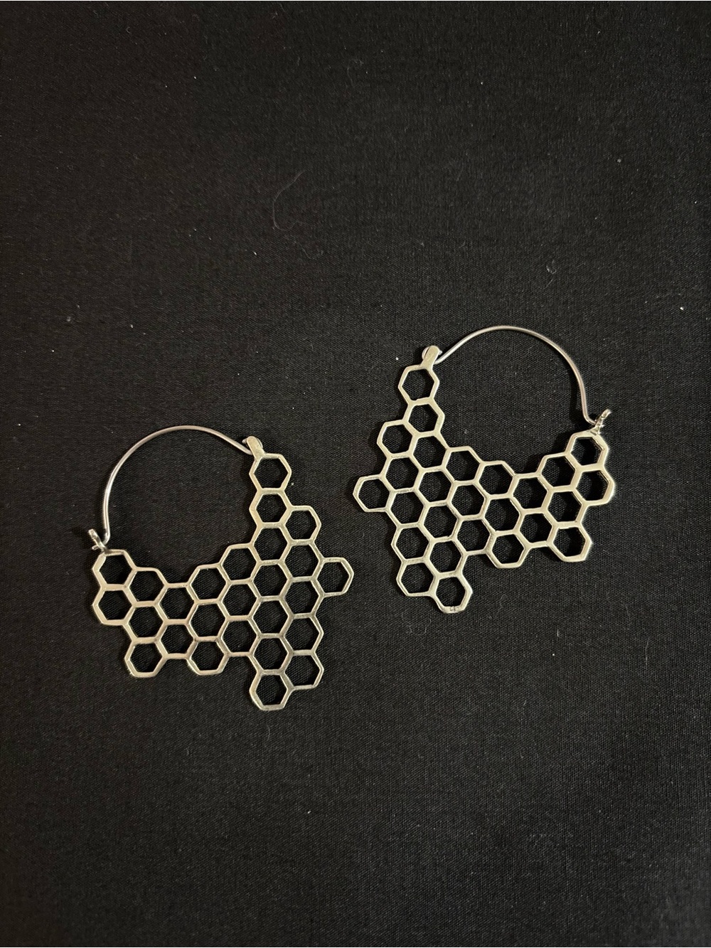 Honeycomb Plug Hoop Earrings - Silver Tone Women’s Jewelry